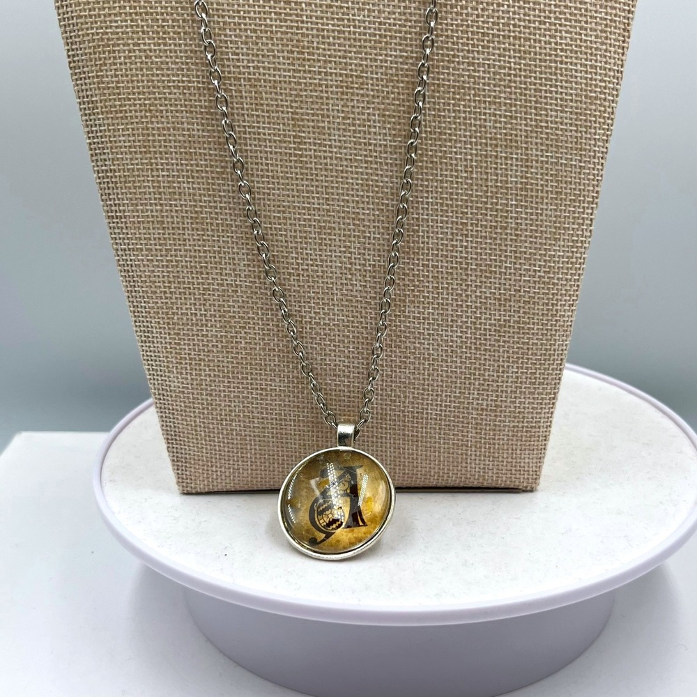 Vintage Initial A Monogram Pendant Necklace Silver Tone Chain Jewelry Accessory